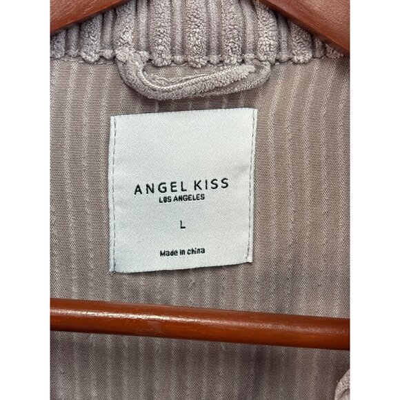 Angel Kiss Ribbed Textured Button-Down Shirt Jacket L lavender - Picture 3 of 6